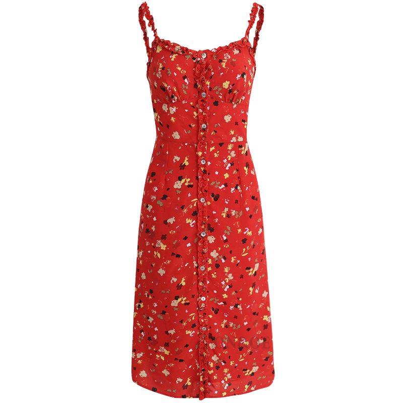 Floral Red Long Dress for Women - French-Style Summer Vacation Dress 2025, Celebrity-Inspired, Perfect for 90s and Y2K Fashion Floral Red Long Dress for Women - French-Style Summer Vacation Dress 2025, Celebrity-Inspired, Perfect for 90s and Y2K Fashion