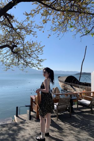 Floral Spaghetti Strap Dress with French V-Neck and Waist-Cinching Design - Midsummer Chic, Slimming Textured Skirt, Perfect for Daywear