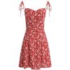 Floral Spaghetti Strap Short Red Dress - French Style Summer Dress 2025 for Women - Vacation Ready Fashion