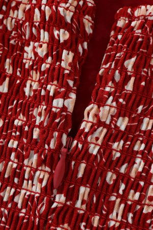 Floral Spaghetti Strap Short Red Dress - French Style Summer Dress 2025 for Women - Vacation Ready Fashion