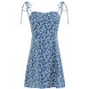 Floral Spaghetti Strap Vacation Mini Dress for Women - Petite Blue 2025 Summer French Style