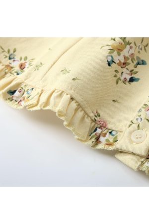 Floral Square Collar Sleeveless Top for Women - Sweet Wind French Style Slim Fit Ruffle Edge Vest for Summer