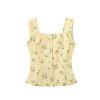 Floral Square Collar Sleeveless Top for Women - Sweet Wind French Style Slim Fit Ruffle Edge Vest for Summer