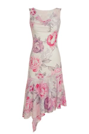 Flowy Floral French Tulle Dress for Women, Waist-Cinching Bodycon Style, Summer Fashion, Elegant Floral Design
