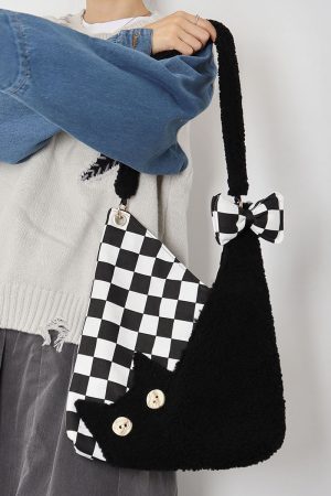 Fluffy Cat Shoulder Bag - Large Capacity Furry Crossbody Purse - Cute Niche Style for Cat Lovers