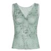 Forest Style Floral Knotted Vest for Women - Slim Fit Wide Shoulder Strap Mesh Camisole - Summer 90s Inspired Fashion