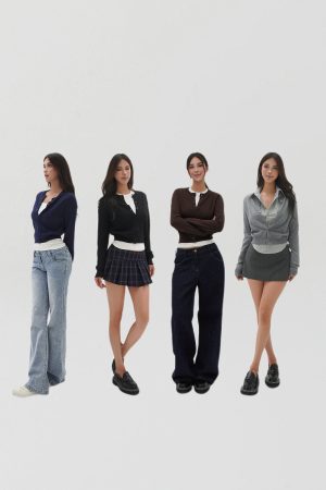 Four-Color Wool Silk Slim-Fit Short Cardigan Sweater - Chic Layering Piece for 90s Inspired Style