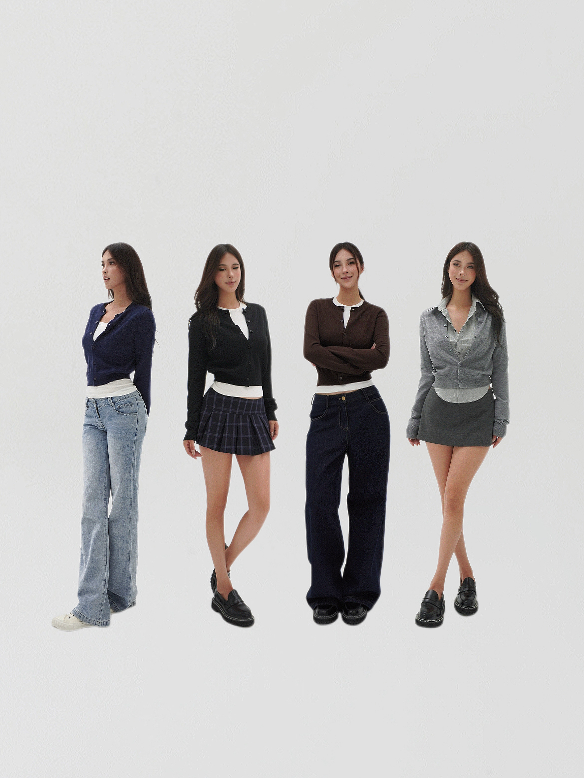 Four-Color Wool Silk Slim-Fit Short Cardigan Sweater - Chic Layering Piece for 90s Inspired Style Four-Color Wool Silk Slim-Fit Short Cardigan Sweater - Chic Layering Piece for 90s Inspired Style