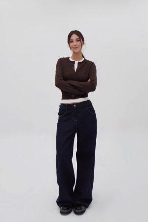 Four-Color Wool Silk Slim-Fit Short Cardigan Sweater - Chic Layering Piece for 90s Inspired Style