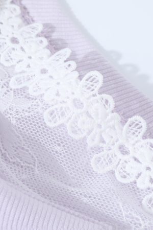 Fragrant Taro Purple Women's Summer Short Sleeve Top with Lace Trim - Irregular Waist Faux Two-Piece T-Shirt, Y2K Style