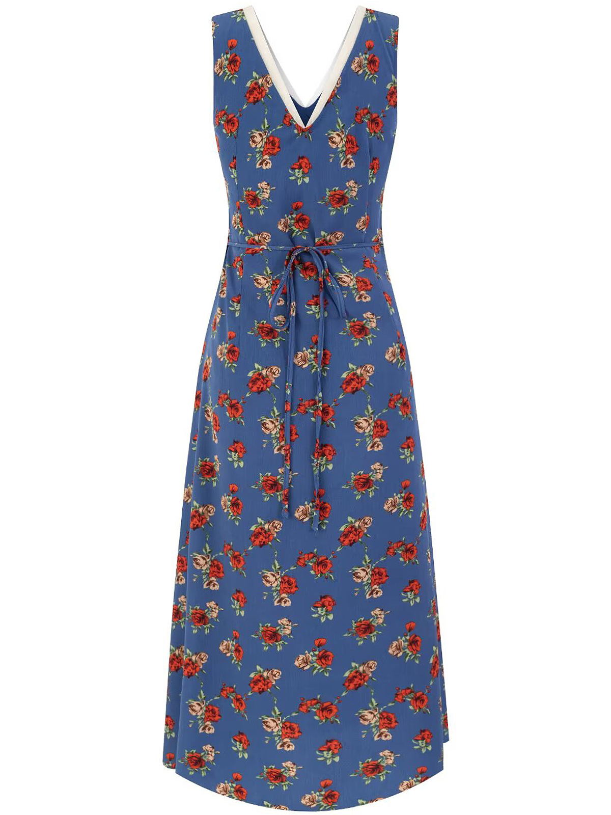 French Blue Floral V-Neck Long Dress for Women - Summer 2025 Vacation Style, Elegant and Chic Fashion for Every Occasion French Blue Floral V-Neck Long Dress for Women - Summer 2025 Vacation Style, Elegant and Chic Fashion for Every Occasion