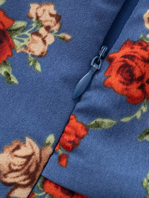 French Blue Floral V-Neck Long Dress for Women - Summer 2025 Vacation Style, Elegant and Chic Fashion for Every Occasion French Blue Floral V-Neck Long Dress for Women - Summer 2025 Vacation Style, Elegant and Chic Fashion for Every Occasion