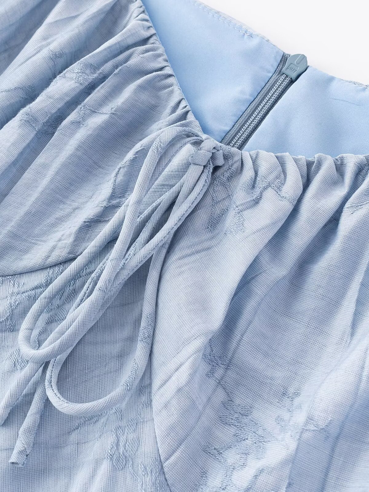 French Blue Jacquard Puff Sleeve Dress for Women - 2025 Summer Asymmetrical Long Skirt, Resort Style, Elegant Fashion French Blue Jacquard Puff Sleeve Dress for Women - 2025 Summer Asymmetrical Long Skirt, Resort Style, Elegant Fashion