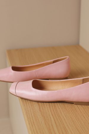 French Genuine Leather Soft Bottom Square Toe Flat Shoes for Women â€“ Maternity Ballet Flats for Summer, Comfortable and Stylish