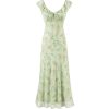 French Green Gradient V-Neck Dress for Women - Summer 2025 Long Vacation Style Dress, Trendy and Stylish