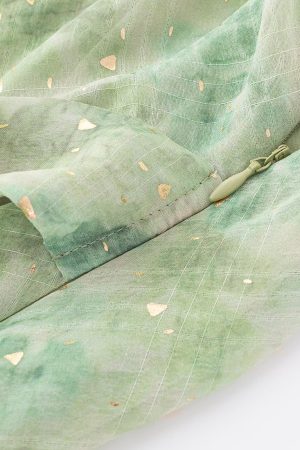 French Green Gradient V-Neck Dress for Women - Summer 2025 Long Vacation Style Dress, Trendy and Stylish