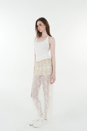 French Lace Jacquard Tie Cardigan and High-Slit Skirt Set - Chic 90s Inspired Women's Fashion Ensemble