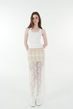 French Lace Jacquard Tie Cardigan and High-Slit Skirt Set - Chic 90s Inspired Women's Fashion Ensemble