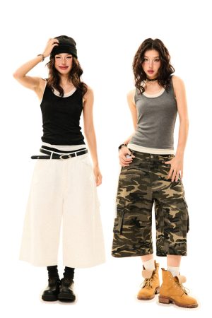 French Layered Faux Two-Piece Camisole for Women â€“ Slim Fit Summer Outerwear, Flattering Short Top, Chic Layered Style