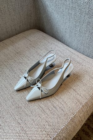 French Pointed Toe Bow Tie Open-Back Sandals for Women - Summer 2025 Thin High Heels, Chic and Elegant Footwear