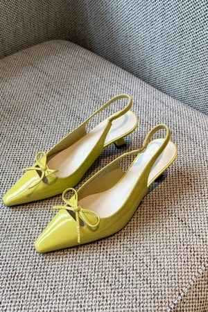 French Pointed Toe Bow Tie Open-Back Sandals for Women - Summer 2025 Thin High Heels, Chic and Elegant Footwear