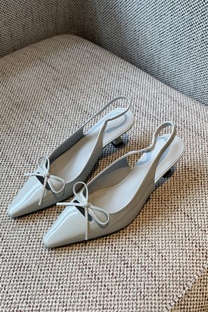 French Pointed Toe Bow Tie Open-Back Sandals for Women - Summer 2025 Thin High Heels, Chic and Elegant Footwear