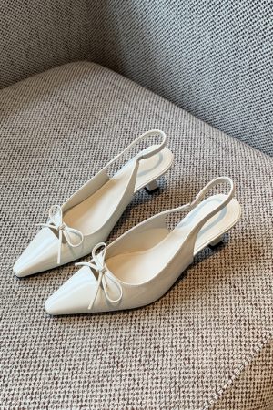 French Pointed Toe Bow Tie Open-Back Sandals for Women - Summer 2025 Thin High Heels, Chic and Elegant Footwear