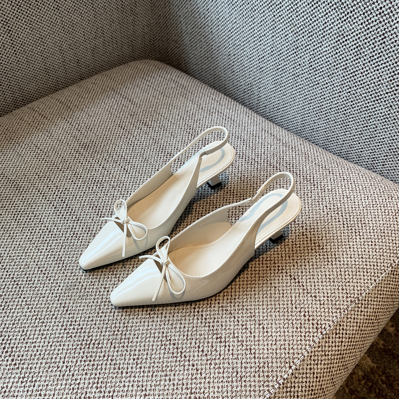 French Pointed Toe Bow Tie Open-Back Sandals for Women - Summer 2025 Thin High Heels, Chic and Elegant Footwear French Pointed Toe Bow Tie Open-Back Sandals for Women - Summer 2025 Thin High Heels, Chic and Elegant Footwear