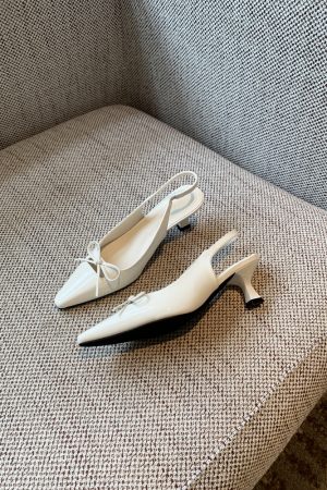 French Pointed Toe Bow Tie Open-Back Sandals for Women - Summer 2025 Thin High Heels, Chic and Elegant Footwear