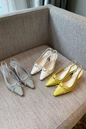 French Pointed Toe Bow Tie Open-Back Sandals for Women - Summer 2025 Thin High Heels, Chic and Elegant Footwear