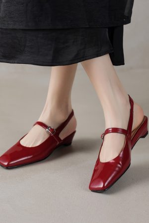 French Square Toe One-Strap Open-Toe Sandals for Women - Versatile High Heels Trend, Fashionable Italian Style