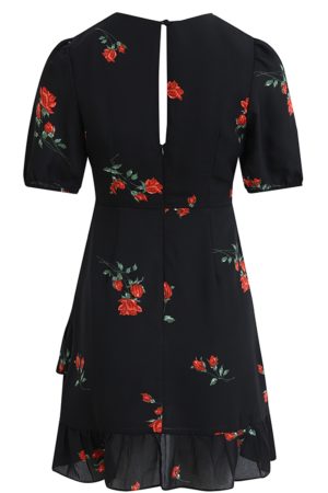 French Style Black Short Dress for Women - 2025 Summer Vacation Look, Inspired by Yang Caiyu, Trendy and Chic