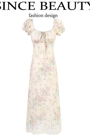 French-Style Embroidered Floral Dress for Women, High-End Quality Long Summer Dress 2025, Elegant Vintage Vibes