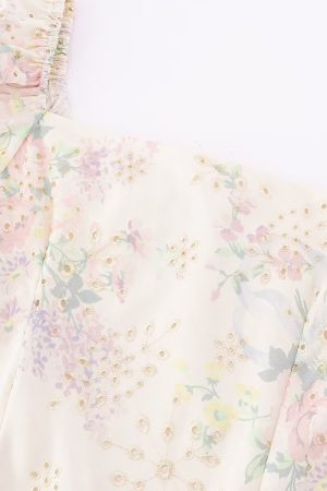 French-Style Embroidered Floral Dress for Women, High-End Quality Long Summer Dress 2025, Elegant Vintage Vibes