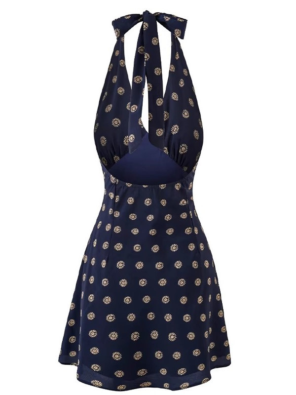 French-Style Floral Halter Backless Dress for Women - Retro 2025 Summer Vacation Fashion French-Style Floral Halter Backless Dress for Women - Retro 2025 Summer Vacation Fashion
