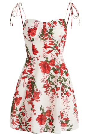 French-Style Floral Vacation Short Dress 2025 Summer Women's Petite Slim Fit Y2K Fashion