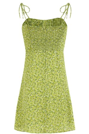 French-Style Green Spaghetti Strap Vacation Dress for Petite Women - 2025 Summer Fashion