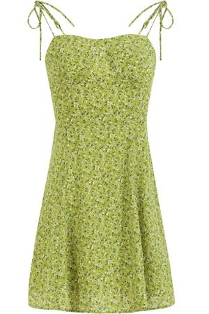 French-Style Green Spaghetti Strap Vacation Dress for Petite Women - 2025 Summer Fashion