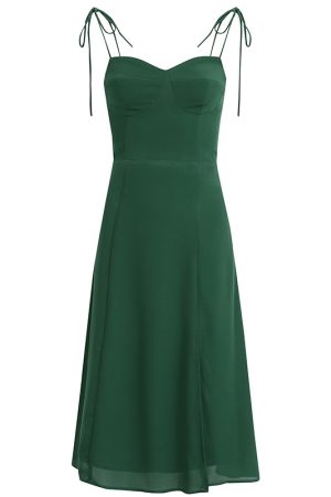 French Style Green Summer Dress 2025 with Side Slit and Spaghetti Straps - Women's Vacation Maxi Dress