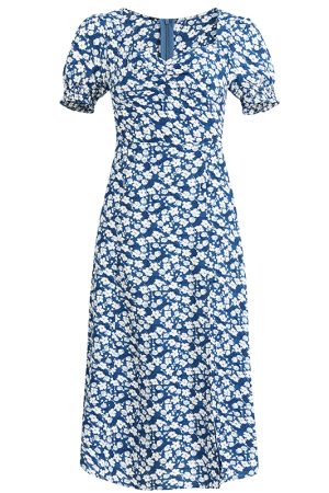 French-Style Long Blue Dress for Women - 2025 Summer Vacation Fashion, Elegant and Chic Look, Inspired by Zhong Chuxi