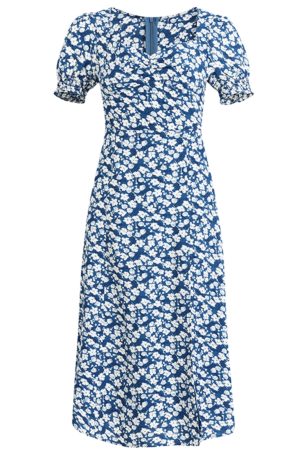 French-Style Long Blue Dress for Women - 2025 Summer Vacation Fashion, Elegant and Chic Look, Inspired by Zhong Chuxi