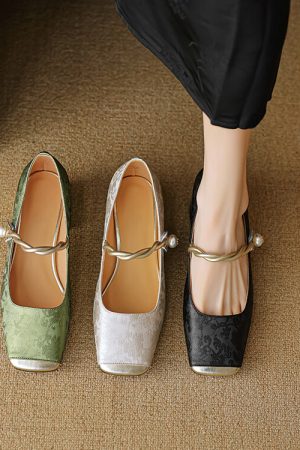 French Style Low-Heeled Mary Jane Shoes for Women - Genuine Leather Square Toe, Trendy Italian Design