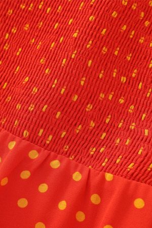 French Style Polka Dot Spaghetti Strap Long Red Dress for Summer 2025 - Vacation Essential, Slimming Fit for Women