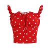 French-Style Red Polka Dot Camisole Top for Women - 2025 Vacation Layering Essential