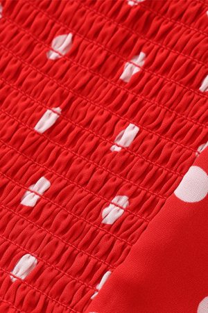 French-Style Red Polka Dot Camisole Top for Women - 2025 Vacation Layering Essential