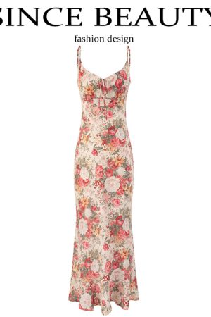 French Style Sleeveless Printed Long Dress for Summer 2025 - High-End Vacation Fashion for Women