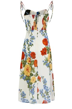 French-Style Sleeveless Printed Long White Dress for Women - Summer 2025 Slim Fit Vacation Fashion