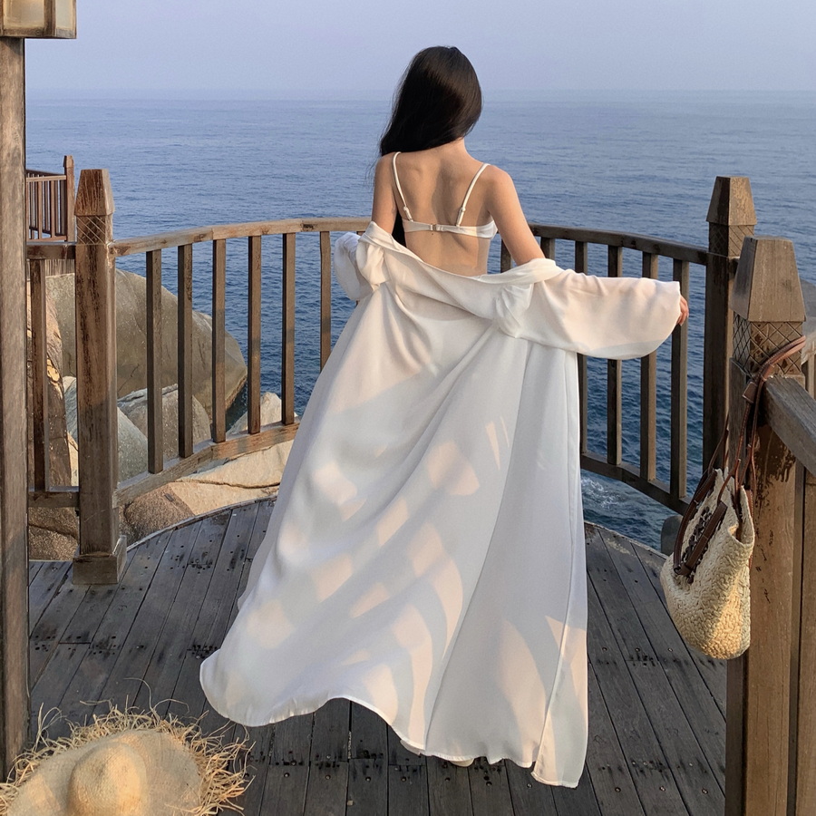 French-Style Ultra-Fairy Chiffon Bikini Cover-Up Cardigan for Women - Bali Seaside Vacation Sun Protection French-Style Ultra-Fairy Chiffon Bikini Cover-Up Cardigan for Women - Bali Seaside Vacation Sun Protection