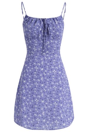 French Style Vacation Purple Spaghetti Strap Dress for Women - Petite Summer 2025 Fashion