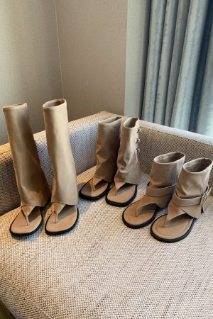 French-Style Western Open-Toe Ankle Boots for Women - Chunky Heel Mid-Calf Summer 2025 Fashion Footwear